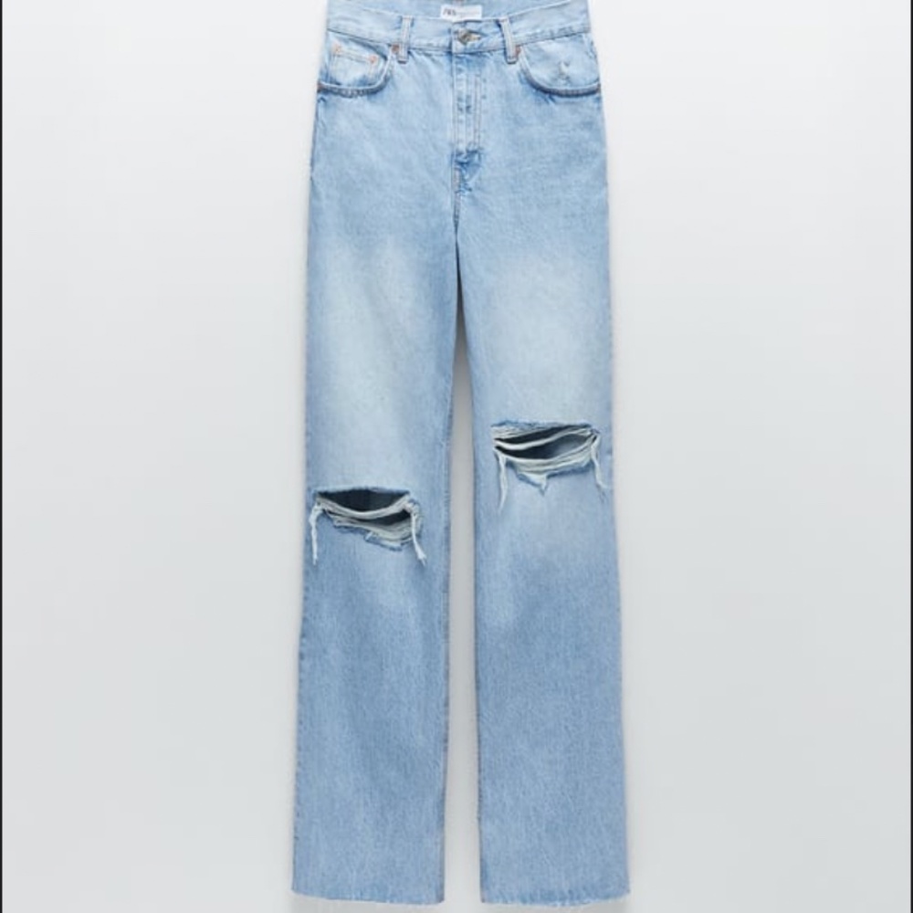 ZARA WOMEN'S WIDE LEG HI RISE JEANS SIZE 28 US 6, WORN ONCE